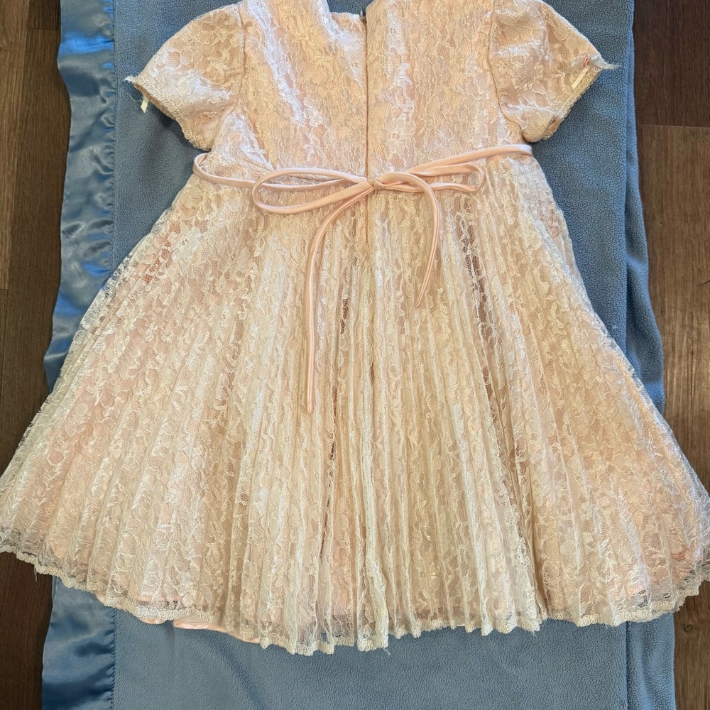 Cinderella Peach Lace Fit-and-Flare Dress with Sash